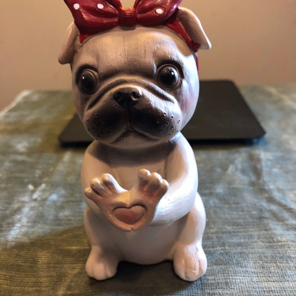 Cute Pug Figurine with Red Bow - Picture 7 of 7